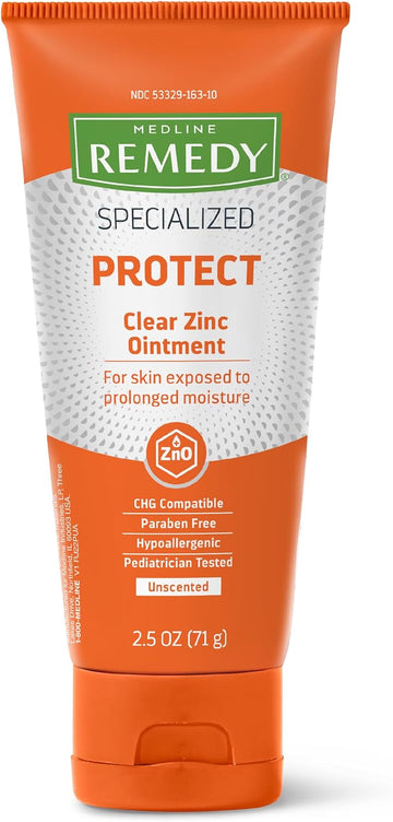 Medline Remedy Specialized Clear Zinc Oxide Ointment (2.5 oz Tube), Unscented, Transparent Protectant, Incontinence Care, Diaper Rash, Wetness Protection, Soothing, Hypoallergenic, Adults, Children