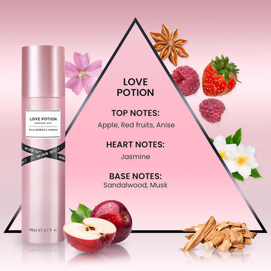 So...? Love Potion Perfume Mist - Woody Floral Body Spray - Perfect Gifts - Perfume For Women With 6-Hour Wear - 4.7 Oz