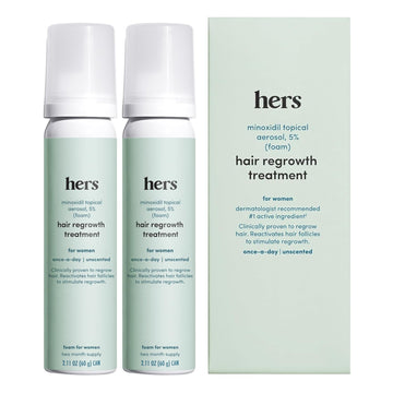 Hers Hair Regrowth Treatment For Women With 5% Topical Minoxidil Foam For Hair Loss And Thinning Hair, Unscented No Drip Formula, 4 Month Supply