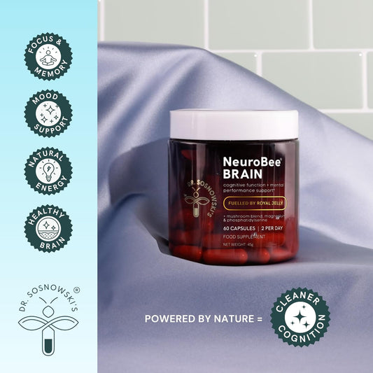 Dr Sosnowski'S Neurobee Brain Supplements With Royal Jelly, Lion'S Mane + Reishi Mushroom | Energy + Cognitive Function Support, 60Ct