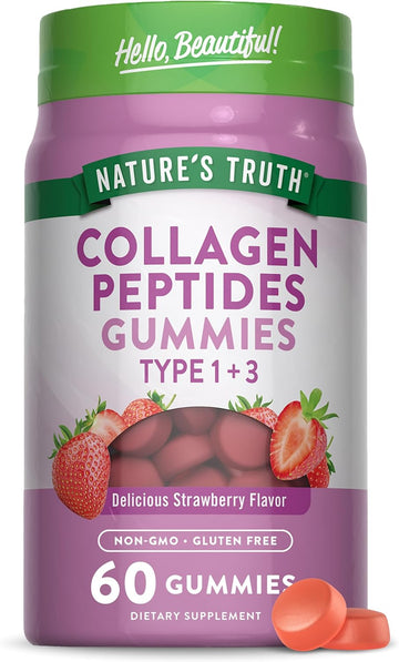 Nature'S Truth Collagen Gummies For Women | 60 Count Type 1 And 3 | Strawberry Flavor | Non-Gmo, Gluten Free Collagen Peptide Supplement