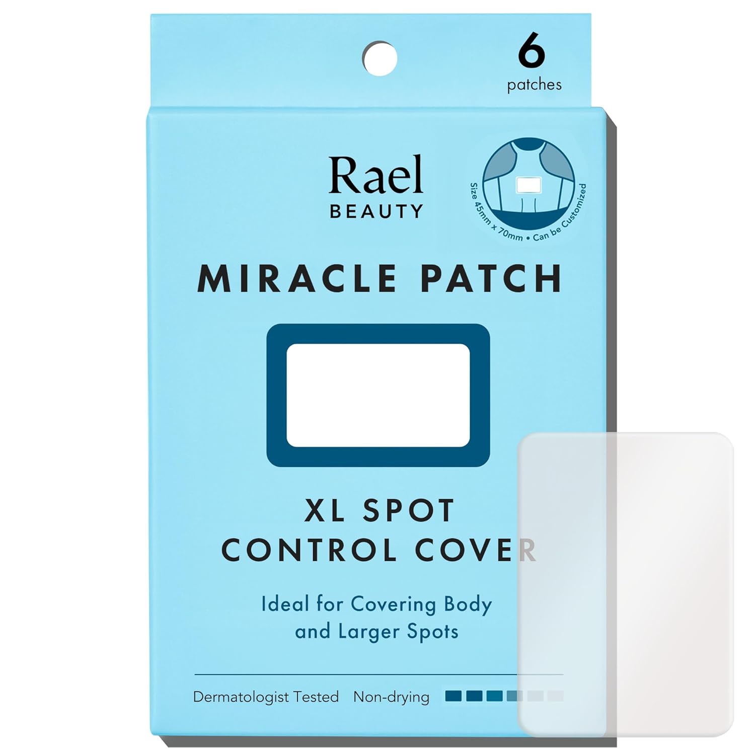 Rael Pimple Patches, Miracle Xl Spot Control Cover - Hydrocolloid Acne Patches For Face, Zit And Blemish Spot, Back And Body, For All Skin Types, Vegan, Cruelty Free (6 Count)