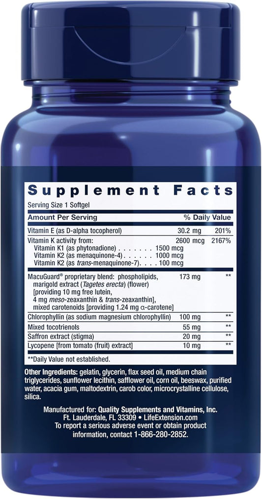 Life Extension Once-Daily Health Booster, Vitamins E, K1 & K2, Phospholipids, Fat-Soluble Nutrients For Eye Health, Bone Health, Heart Health, Gluten-Free, 1 Daily, Non-Gmo, 30 Softgels