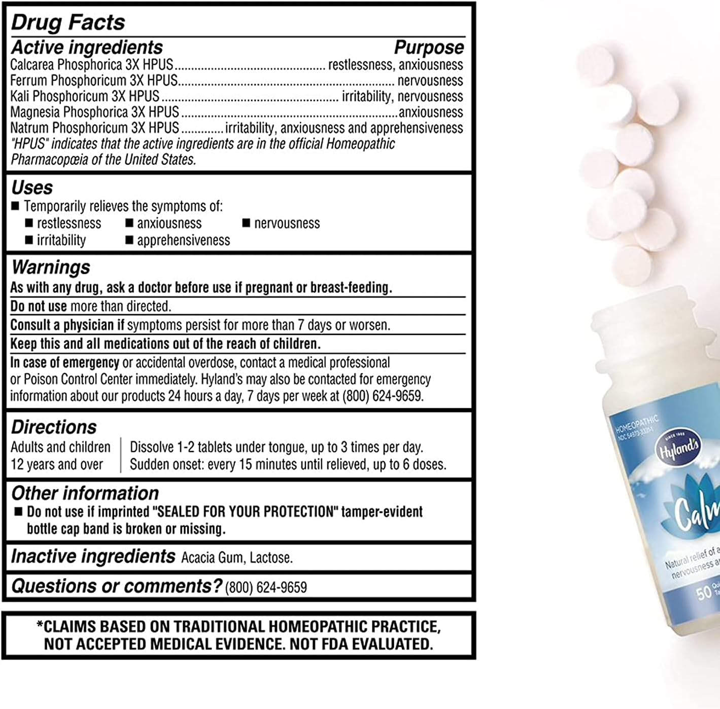 Bundle of Hyland's Indoor & Outdoor, Non Drowsy Seasonal Allergy Relief Pills 60 CT + Calm Tablets, Stress Relief Supplement, Natural Relief of Anxiousness, Nervousness, & Irritability 50 CT : Health & Household