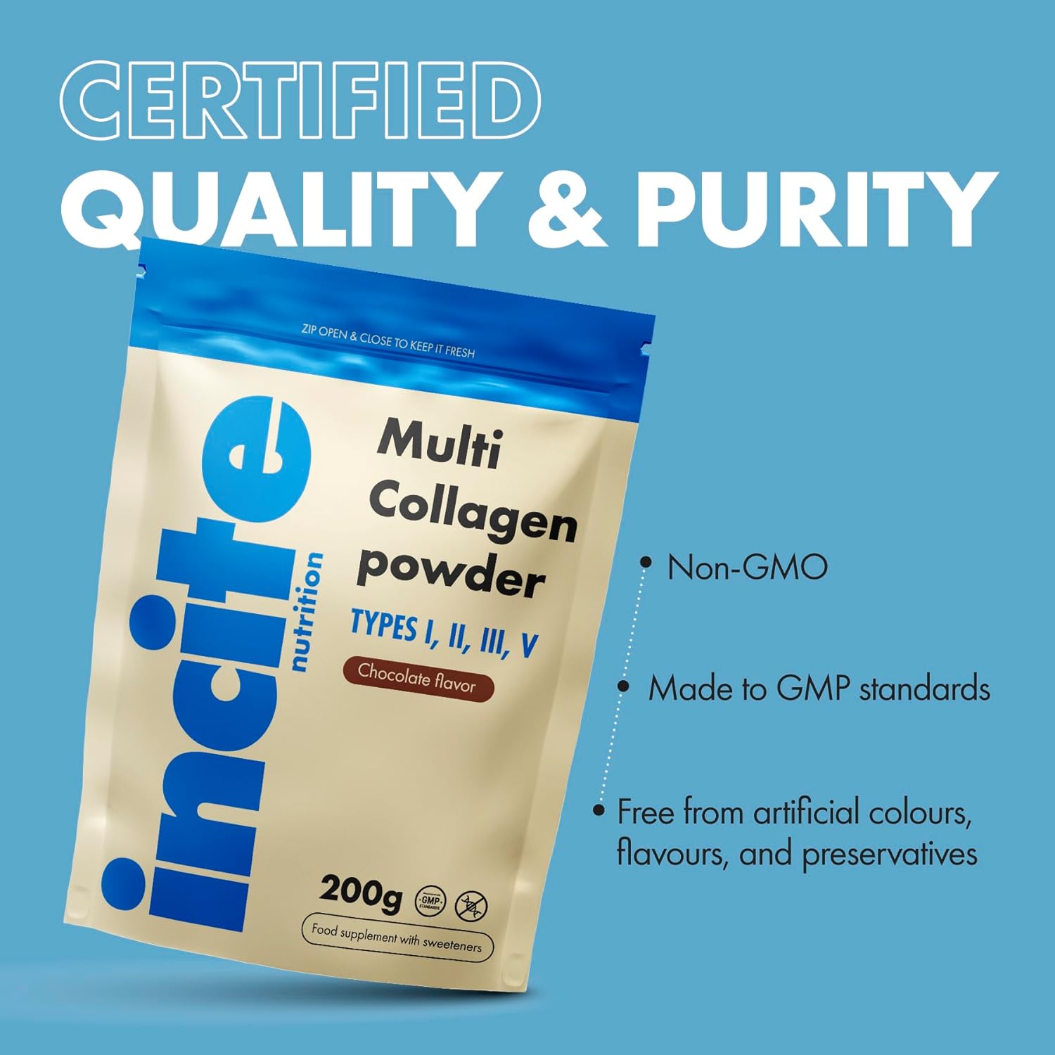 Incite Nutrition Chocolate Flavoured Multi Collagen Powder 200g Source of Collagen Type 1 2 3 and 5. Essential Nutritional Supplement for Skin, Joints, Bones, Hair, Nails, and Muscle Recovery. : Amazon.co.uk: Health & Personal Care