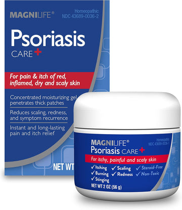 Magnilife Psoriasis Care+, Natural Itch And Pain Relief, Moisturization Helps To Reduce Redness, Scaling And Flaking On Body & Scalp - Unscented, Non-Toxic - 2Oz