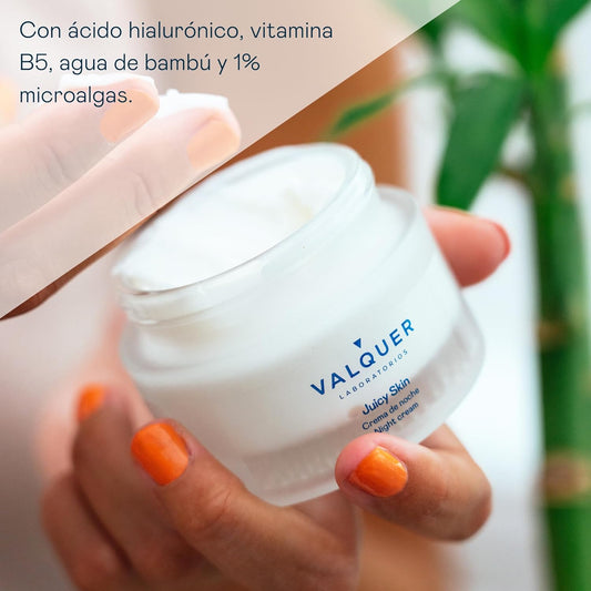 Valquer Laboratories Moisturising Night Cream For Face With Bamboo Water And Hyaluronic Acid Super Moisturising 95% Natural Ingredients All Skin Types - 50Ml