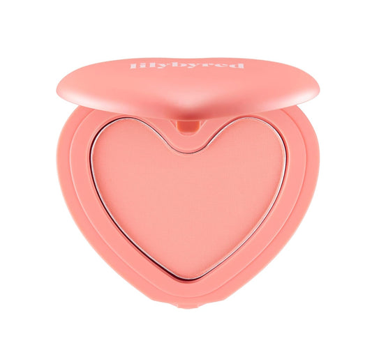 Lilybyred Luv Beam Cheek(Ad) (01_Loveable Coral) - Heart Shaped Powder Blush With Shimmer, Natural-Looking Flush, Long-Lasting Radiance, Korean Beauty