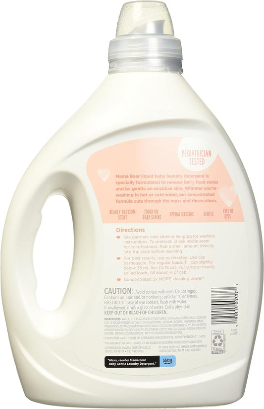 Amazon Brand - Mama Bear Concentrated Liquid Baby Laundry Detergent, Bearly Blossom Scent, 106 Loads, 79.5 Fl Oz (Pack Of 1)