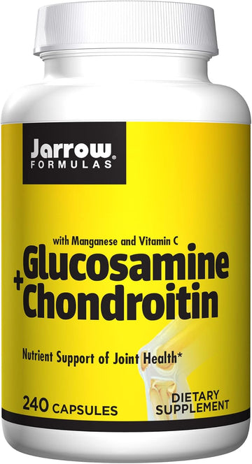 Jarrow Formulas Glucosamine + Chondroitin - 240 Capsules - Nutrient Support of Joint Health - With Vitamin C & Manganese - 60 Servings