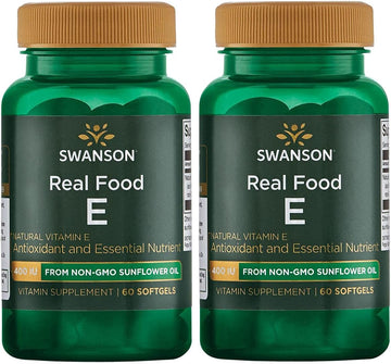 Swanson Natural E-400 Real Food From Non-Gmo Sunflower Oil 400 Iu (268 Mg) 60 Sgels 2 Pack