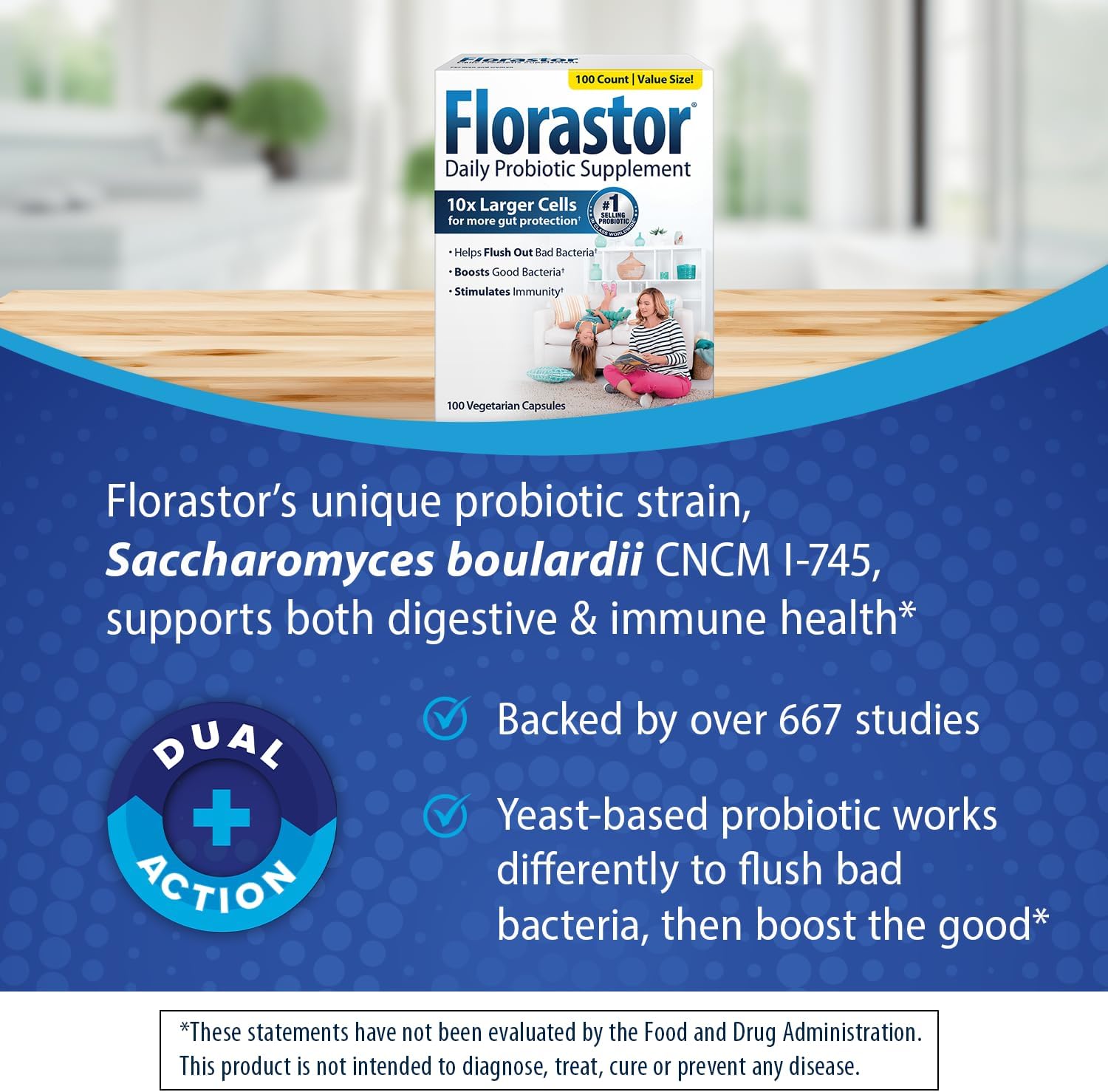 Florastor Digestion And Immunity Boost Bundle For Men & Women With Saccharomyces Bouldari - 100 Ct. Probiotic For Digestive & Immune Health + 30 Ct. Immunity Boost & Support Daily Probiotic