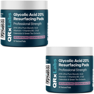 Glycolic Acid 10% Resurfacing Pads For Face & Body With Vitamins B5, C & E, Green Tea, Calendula, Allantoin - Exfoliates Surface Skin And Reduces Appearance Of Fine Lines And Wrinkles - Peel Pads