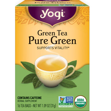 Yogi Tea Green Tea Pure Green Tea - 16 Tea Bags Per Pack (6 Packs) - Organic Green Tea - Supports Overall Health & Provides Antioxidants - Made From Organic Green Tea Leaf