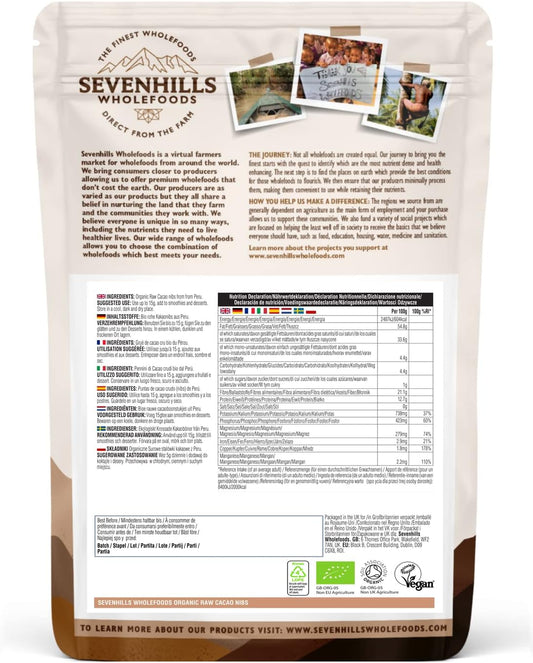 Sevenhills Wholefoods Organic Cacao Nibs, Raw, Peruvian 500G