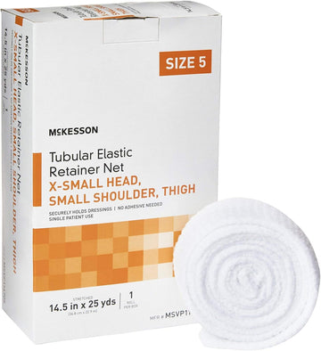 Mckesson Tubular Elastic Retainer Net Dressing, Non-Sterile, Xs Head, Small Shoulder, Thigh, Size 5, 14 1/2 In X 25 Yd, 1 Count, 1 Pack