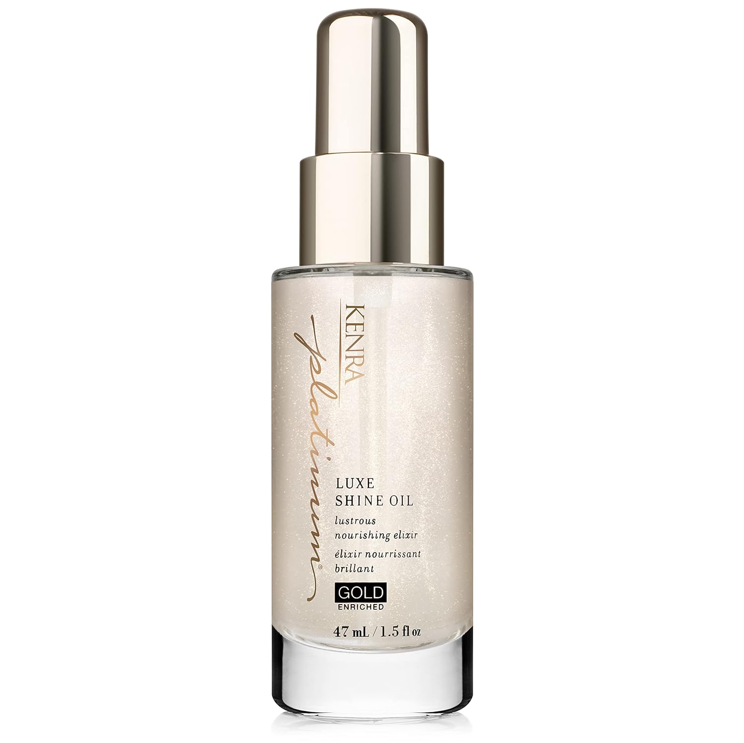 Kenra Platinum Luxe Shine Oil | Gold Enriched Nourishing Elixir |Enhances Shine & Manageability | Thermal Protection Up To 450F | Medium To Coarse Hair | 1.5 Fl. Oz
