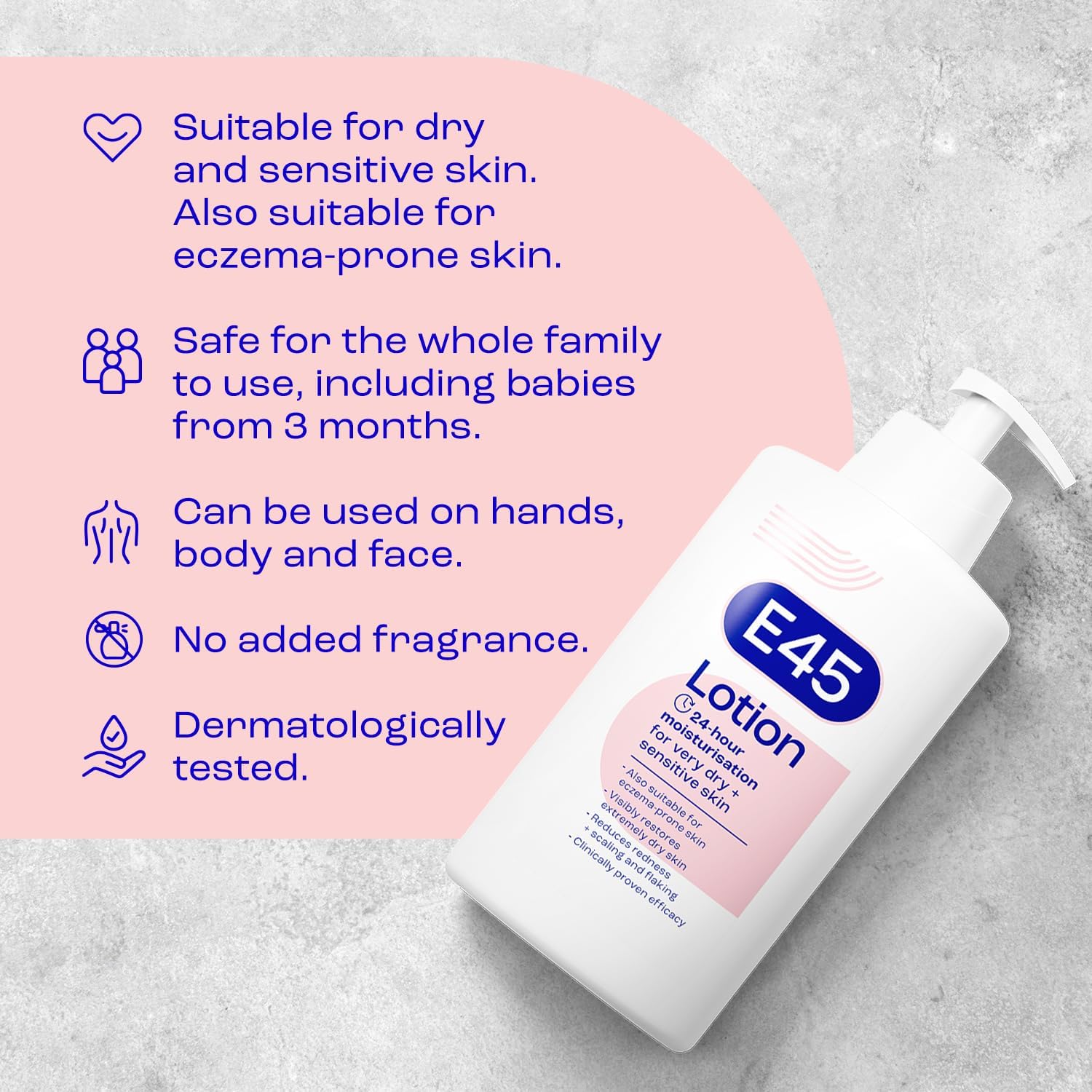 E45 Moisturising Lotion 500 ml for Dry & Sensitive Skin - Long-Lasting Hydration Protect from Dryness, Reduce Redness - Dermatological Body Moisturiser Lotion - Body Lotion - Daily Moisturiser : Amazon.co.uk: Beauty
