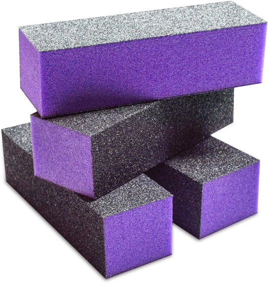 Karlash 10 Pcs Purple Black Nail Buffer Sanding Block Polisher Buffing File Nail Art Manicure Pedicure File 60/100 (Purple)