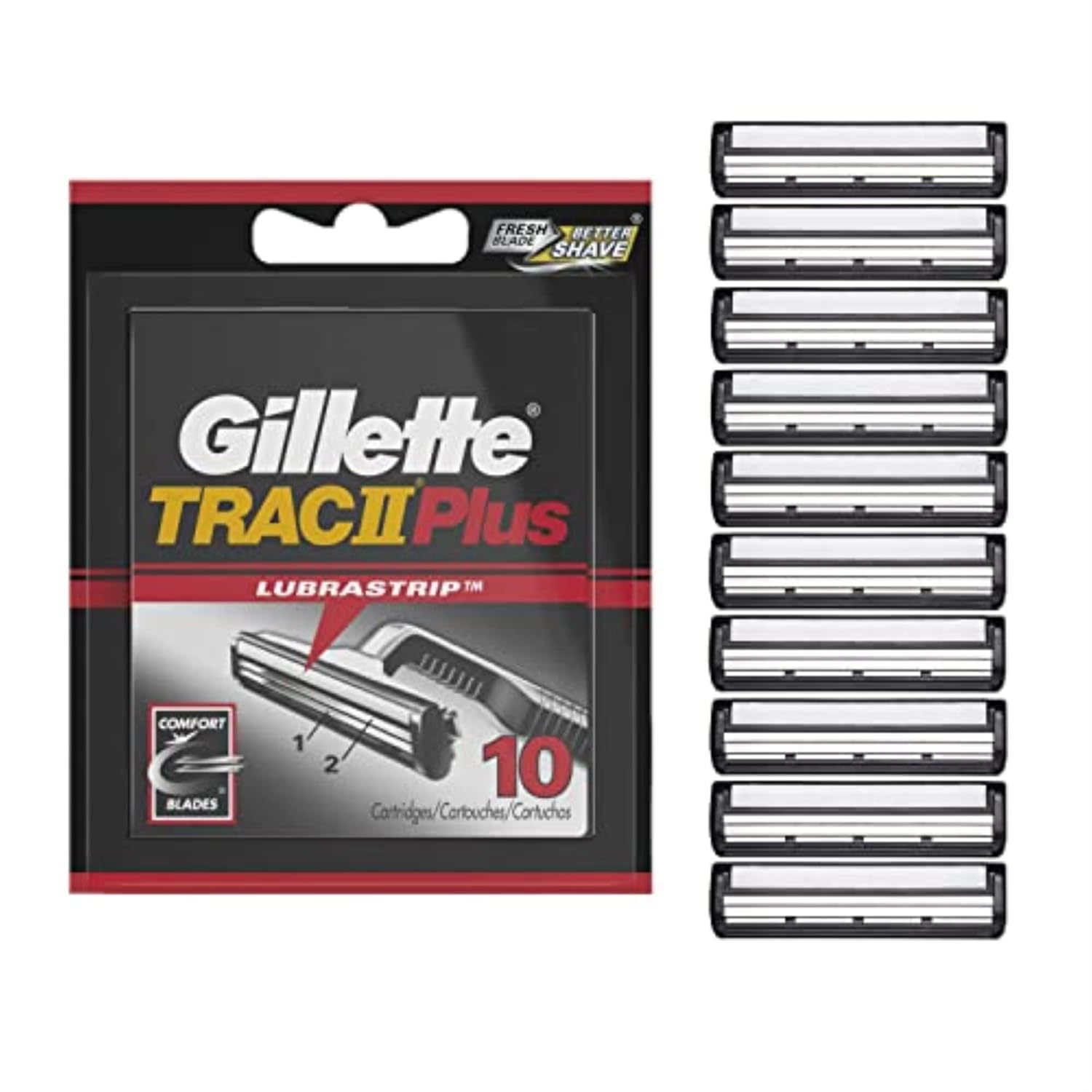 Gillette Trac Ii Plus Mens Razor Blade Refills, 10 Count, Delivers A Clean, Close Shave