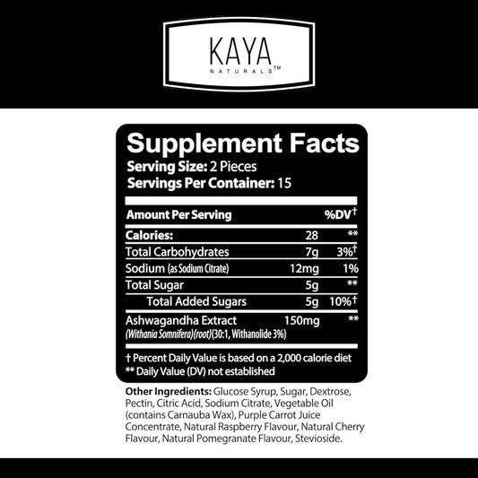 Kaya Naturals Ashwagandha Bitter Gummies - Bitter Is Better - High Potency - 30 Count