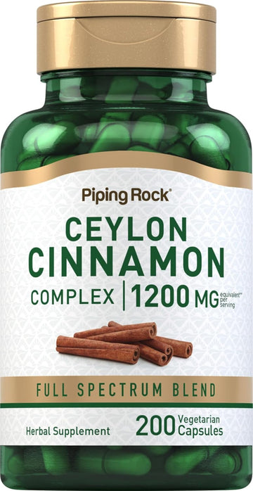 Piping Rock Ceylon Cinnamon Complex Capsules 1200 mg | 200 Count | Herbal Supplement | Vegetarian, Non-GMO, Gluten Free