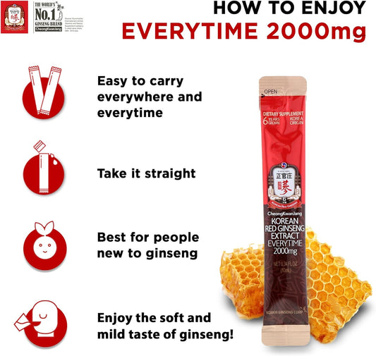 Korean Red Ginseng Everytime 2000mg with Propolis - 20 Sticks