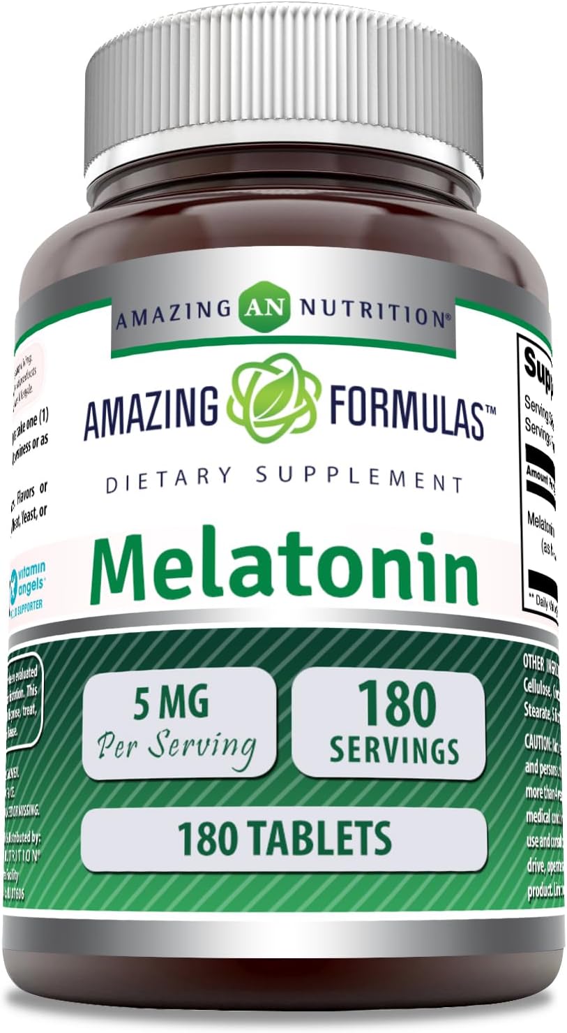 Amazing Formulas Melatonin 5 Mg Tablets Supplement | Non-Gmo | Gluten Free | Made In Usa (365)