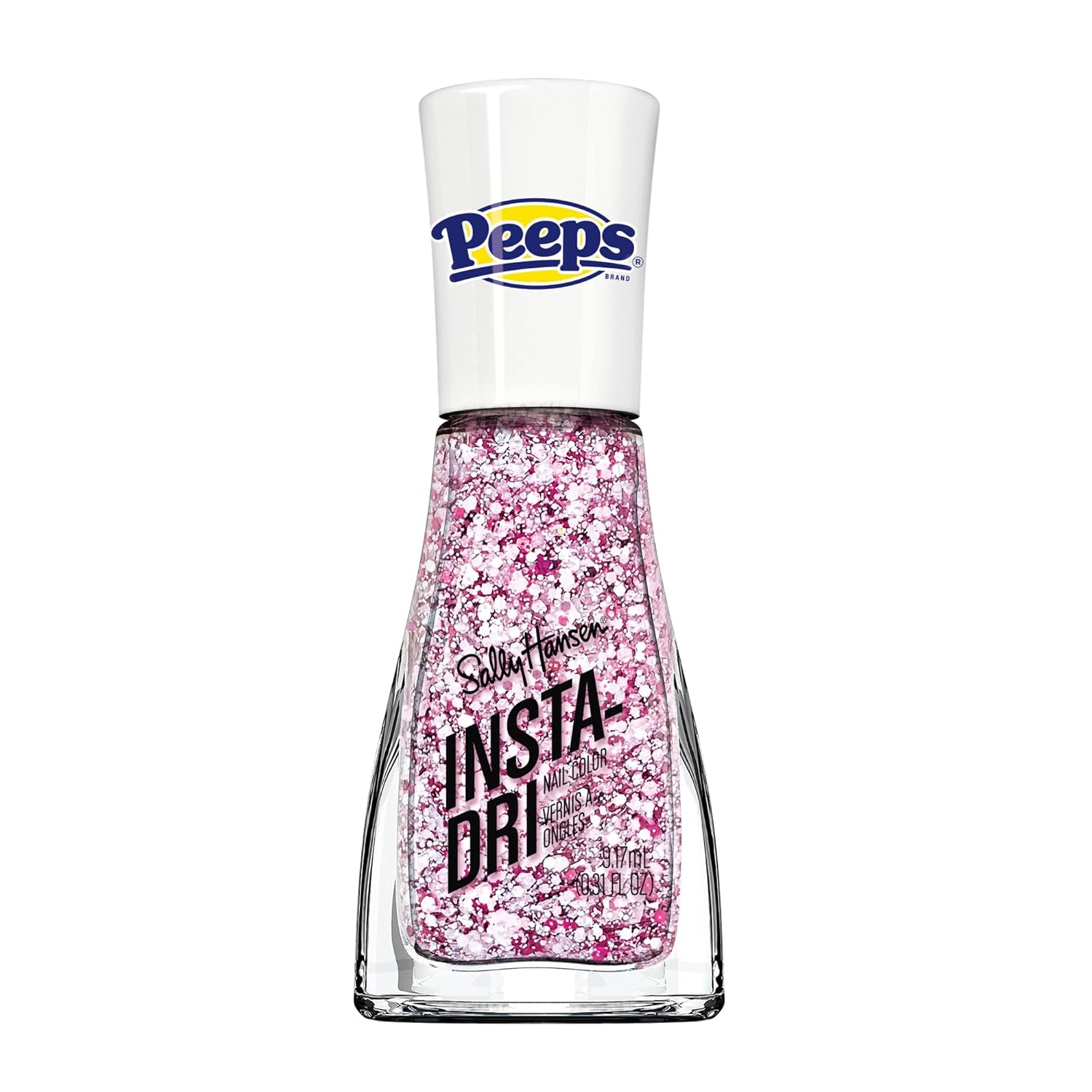 Sally Hansen Insta Dri Fast Dry Nail Polish, Peeps Sparkly Wild Berry, 0.31 Fl Oz