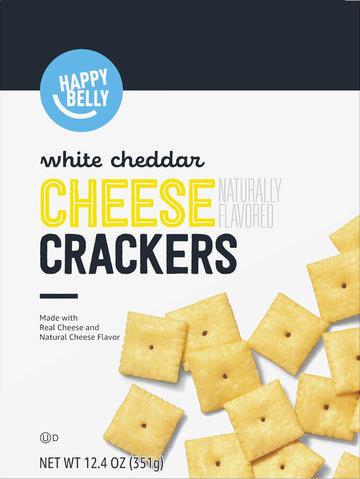 Amazon Brand - Happy Belly White Cheddar Cheese Cracker, 12.4 ounce (Pack of 1)