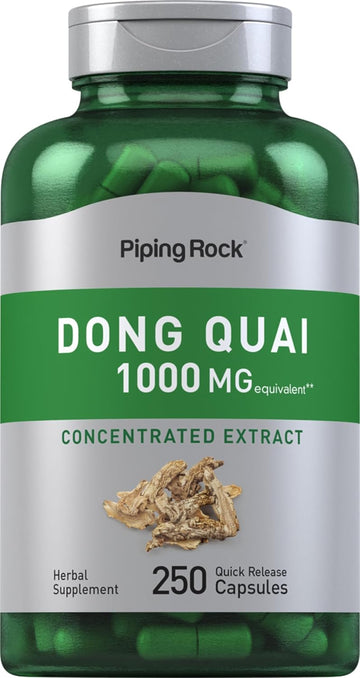 Piping Rock Dong Quai Supplement 1000mg | 250 Capsules | Concentrated Root Extract | Non-GMO, Gluten Free