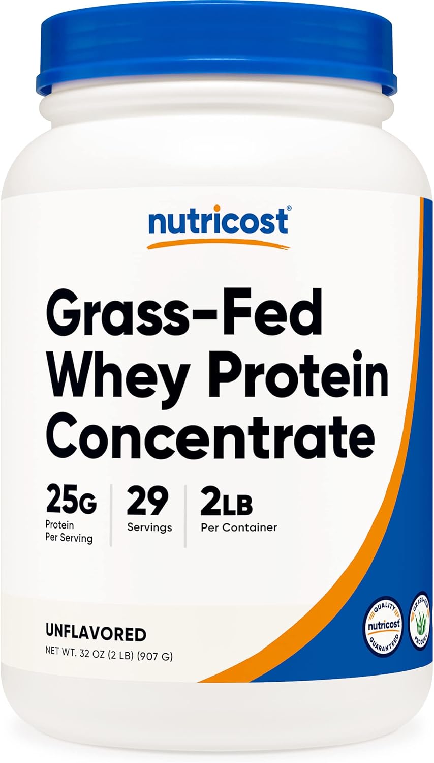 Nutricost Grass-Fed Whey Protein Concentrate (Unavored) 2S - Undenatured, Non-GMO, Gluten Free, Natural avors