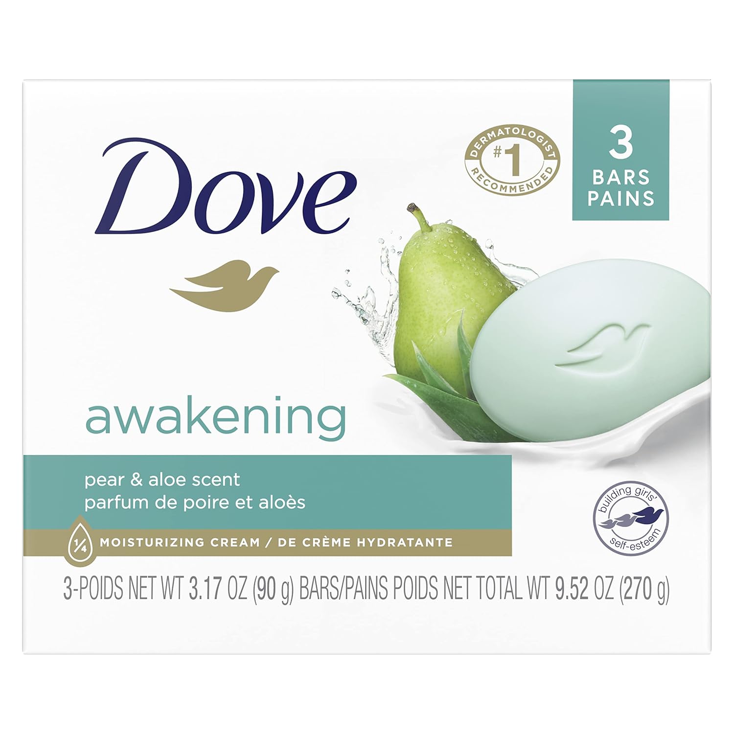 Dove Beauty Bar Gentle Skin Cleanser Moisturizing, 3.17Oz, 3 Bars