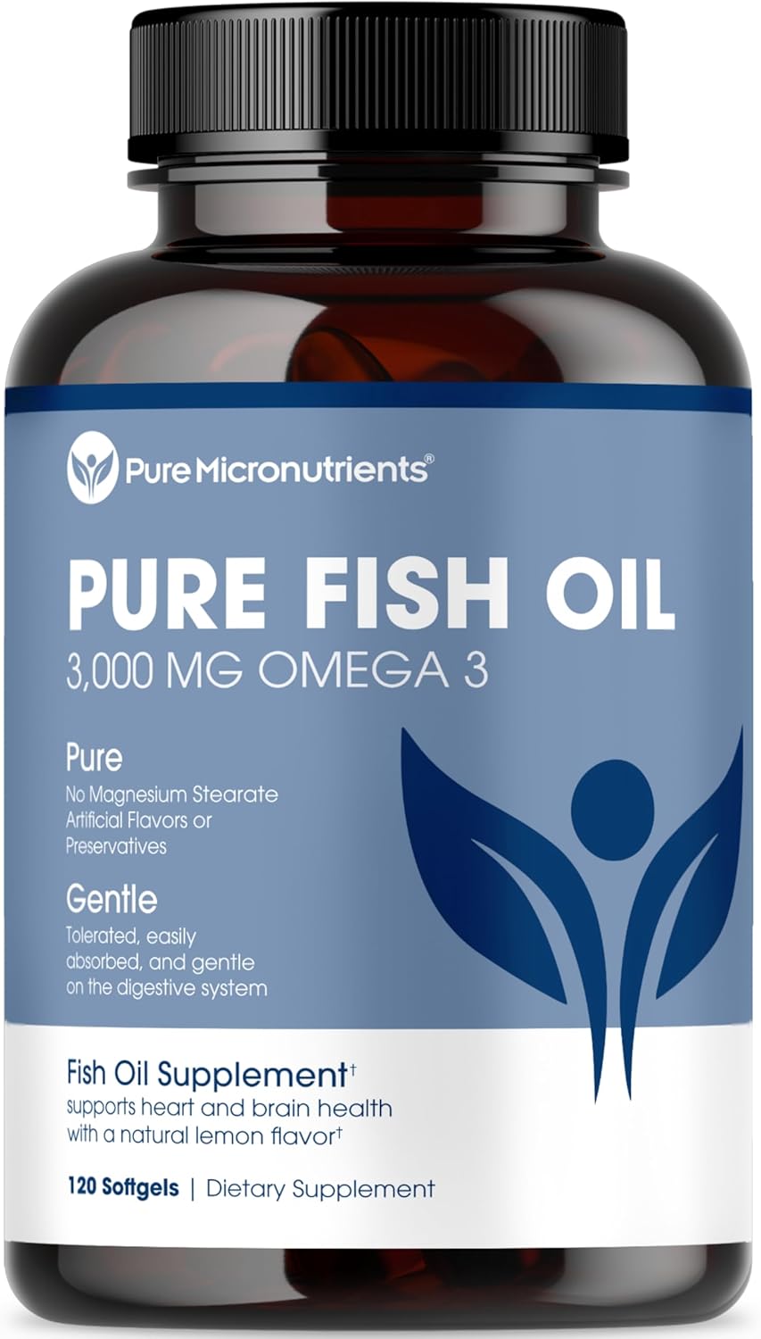 Pure Micronutrients - Omega 3 Fish Oil Supplement, Epa/Dha Fatty Acids, Burpless Fish Oil Supplements With Lemon - Heart, Eye, Brain & Immune Support - 120 Softgels