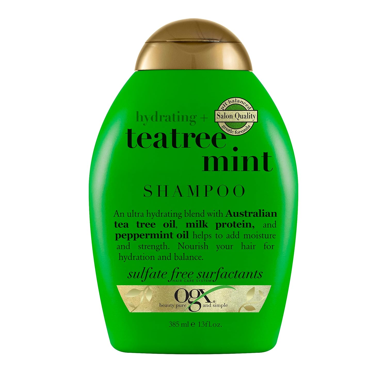 Ogx Nourishing & Invigorating Shampoo With Tea Tree Oil, Peppermint Oil & Milk Proteins - Hydrating For Scalp, Paraben-Free & Sulfate-Free, 13 Fl Oz