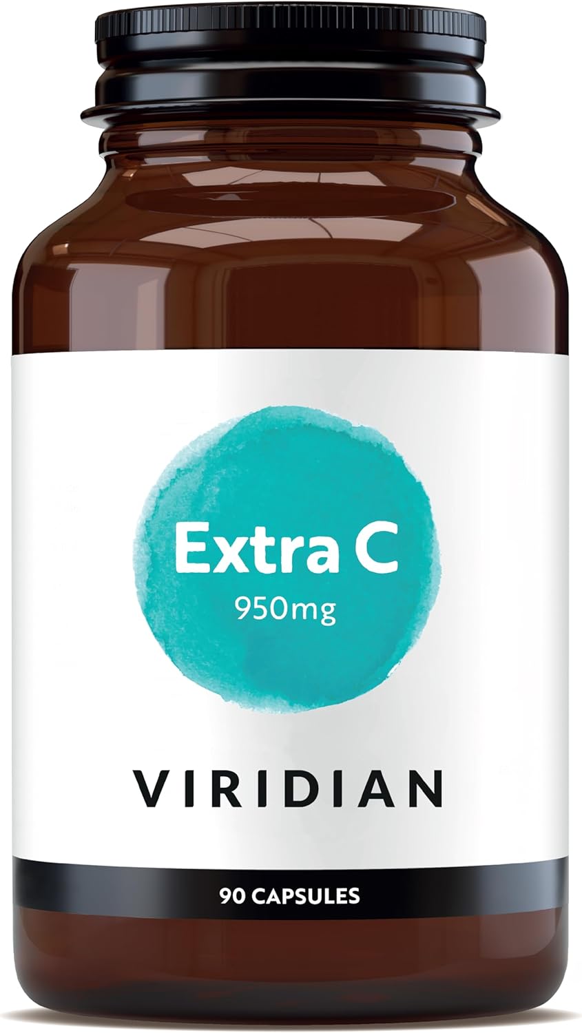 Viridian - Extra C 950Mg - 90 Caps | High Potency Vitamin C | Enhanced Absorption & Retention | Supports Immune Function | Normal Functioning Of Skin, Teeth & Bones | Nutritionist Formulated