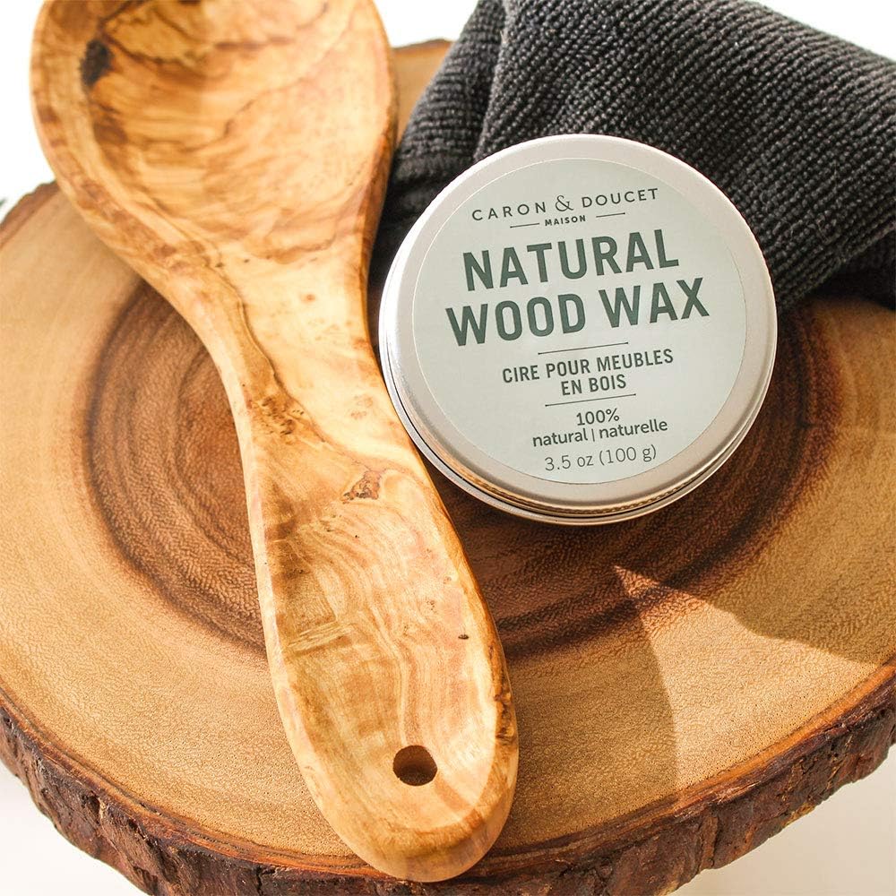 CARON & DOUCET - Natural Wood Conditioning Vegan Wax Finish - 100% Plant Based Wood Conditioning and Polishing Wax Finish - Orange Scented - Suitable for Natural Wood Furniture. (3.5oz) : Health & Household
