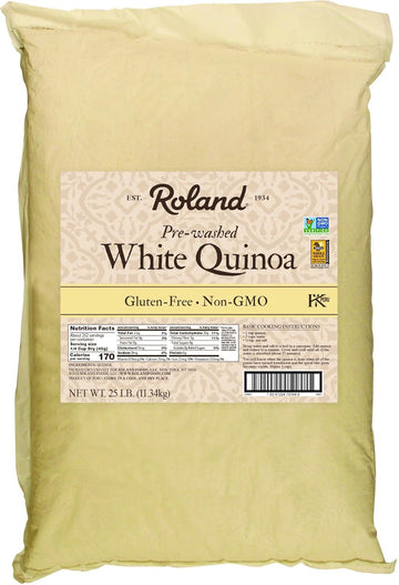 Roland Foods White Quinoa, Pre-washed, Specialty Imported Food, 25 Lb Bag