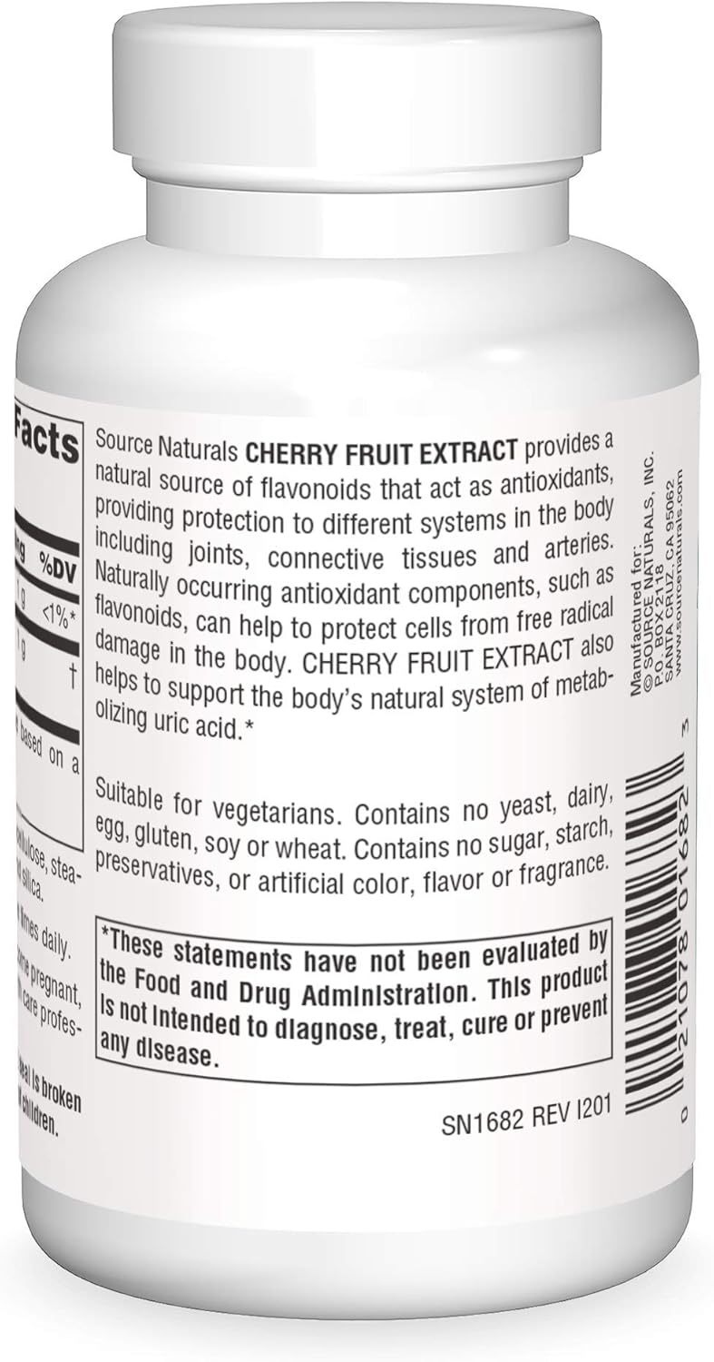 Source Naturals Cherry Fruit Extract, helps to support the body's natural system of metabolizing uric acid*, 500 mg - 180 Tablets