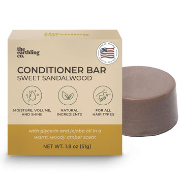 Conditioner Bar - Promote Hair Growth, Strengthen & Moisturize All Hair Types - Paraben & Sulfate Free formula with Natural Ingredients for Dry Hair (Sweet Sandalwood, 1.8 oz)