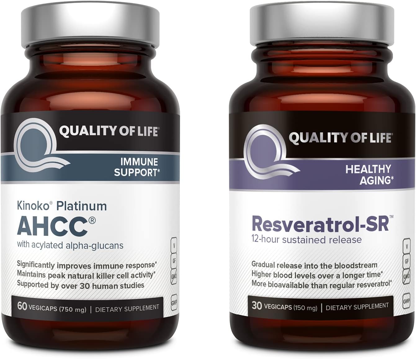 Quality of Life - Kinoko Platinum AHCC Immune Support and Resveratrol Sustained Release