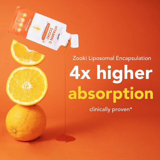 Zooki Liposomal Vitamin C 1000Mg Liquid – 4X Higher Absorption – Great Taste, Sugar Free, Vegan – Alternative To High Strength Vitamin C Tablets – Immune System – Energy (Citrus Orange, 14 Servings)
