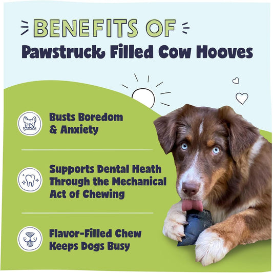 Pawstruck Peanut Butter Filled Cow Hooves for Dogs - Made in The USA Dog Dental Treats & Dog Chews Beef Hoof - 5 Count - Packaging May Vary