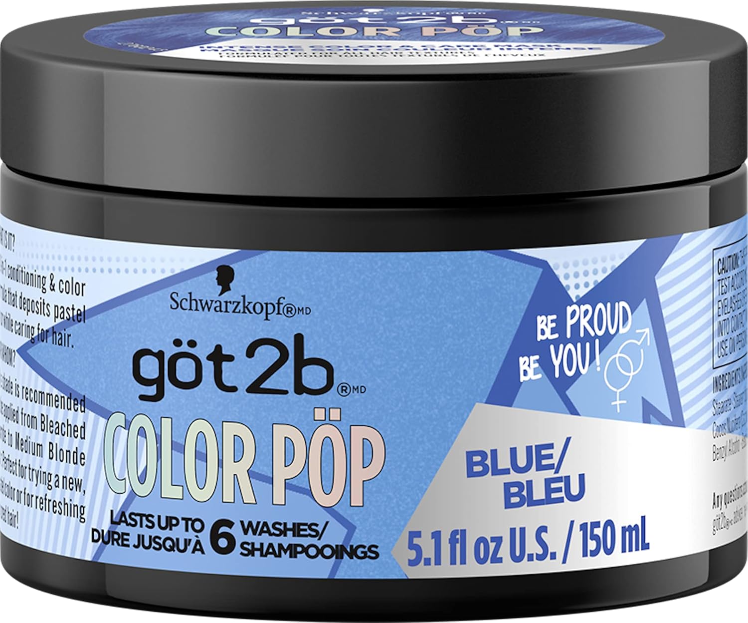 Got2B Color Pop Semi-Permanent Hair Color Mask, Blue, 5.1 Oz