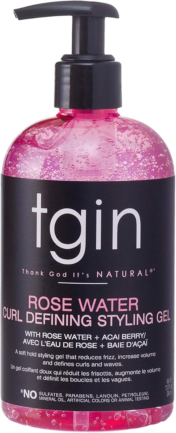 Tgin Rose Water Defining Styling Gel For Curly, Coily And Wavy Hair, Reduce Frizz, Light Hold, Moisturizes And Defines Curls, 13 Oz