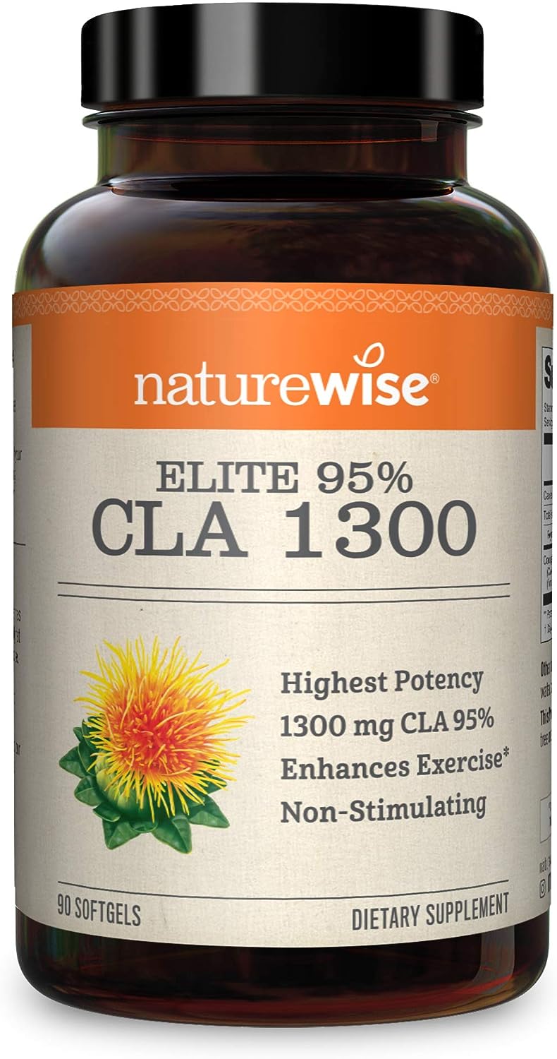 NatureWise Elite CLA 1300 Maximum Potency, 95% CLA Safflower Oil Worko
