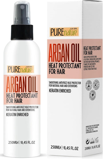 Moroccan Argan Oil Heat Protectant Spray for Hair with Keratin - Leave in Deep Conditioner for Women - Styling and Treatment Protection Professional Salon Grade Products for Dry, Damaged Hair