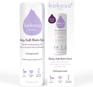 Kokoso Baby Soft Balm Stick, Organic Lavender, Great For Dry Hands, Sore Lips And Chapped Cheeks, Protects Dribbly Chins And Soothes Dribble Rash, 100% Natural & Organic Ingredients, 13G