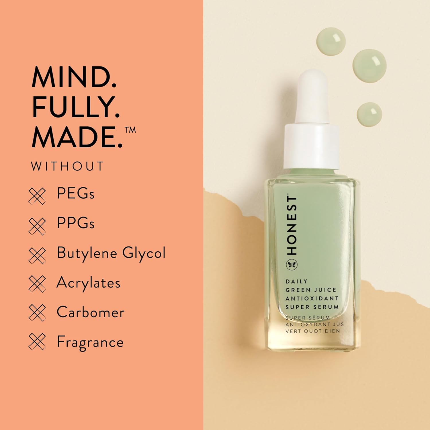 Honest Beauty Daily Green Juice Antioxidant Super Serum | Improves Skin Tone + Texture | Niacinamide + Hyaluronic Acid | Vegan + Cruelty Free | 1 fl oz : Beauty & Personal Care