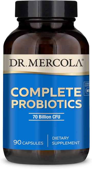 Dr. Mercola, Complete Probiotics (70 Billion Cfu) 90 Servings (90 Capsules), Helps Support Digestive Health, Non Gmo, Soy Free, Gluten Free